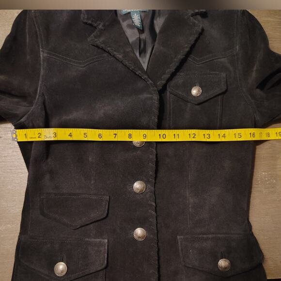 LRL Lauren Jeans Co Ralph Lauren Black Suede Fringe Western Jacket Size 4 - Picture 7 of 17